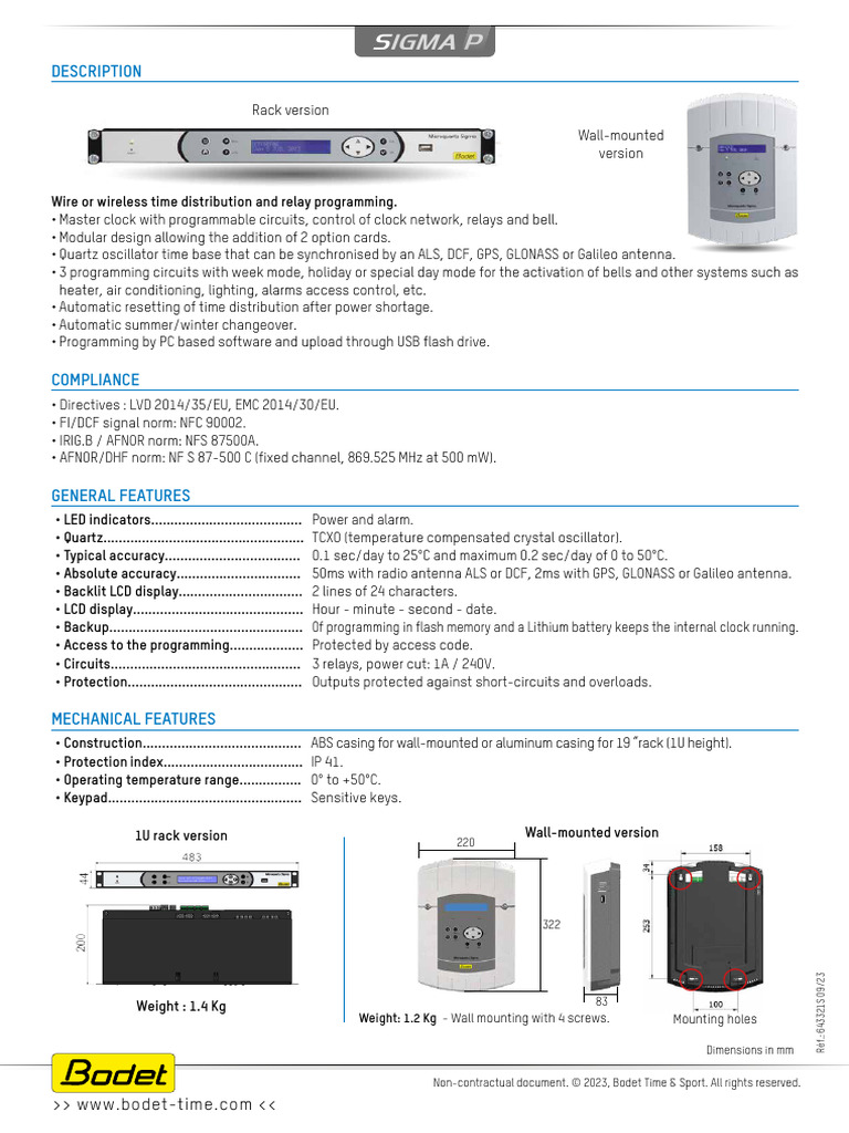 Master Clock Programmable Sigma P | PDF | Clock | Electronics
