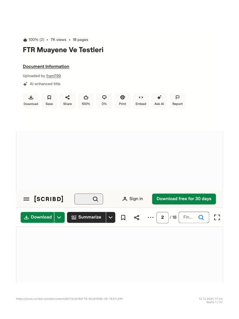 FTR Muayene Ve Testleri̇ - PDF | PDF