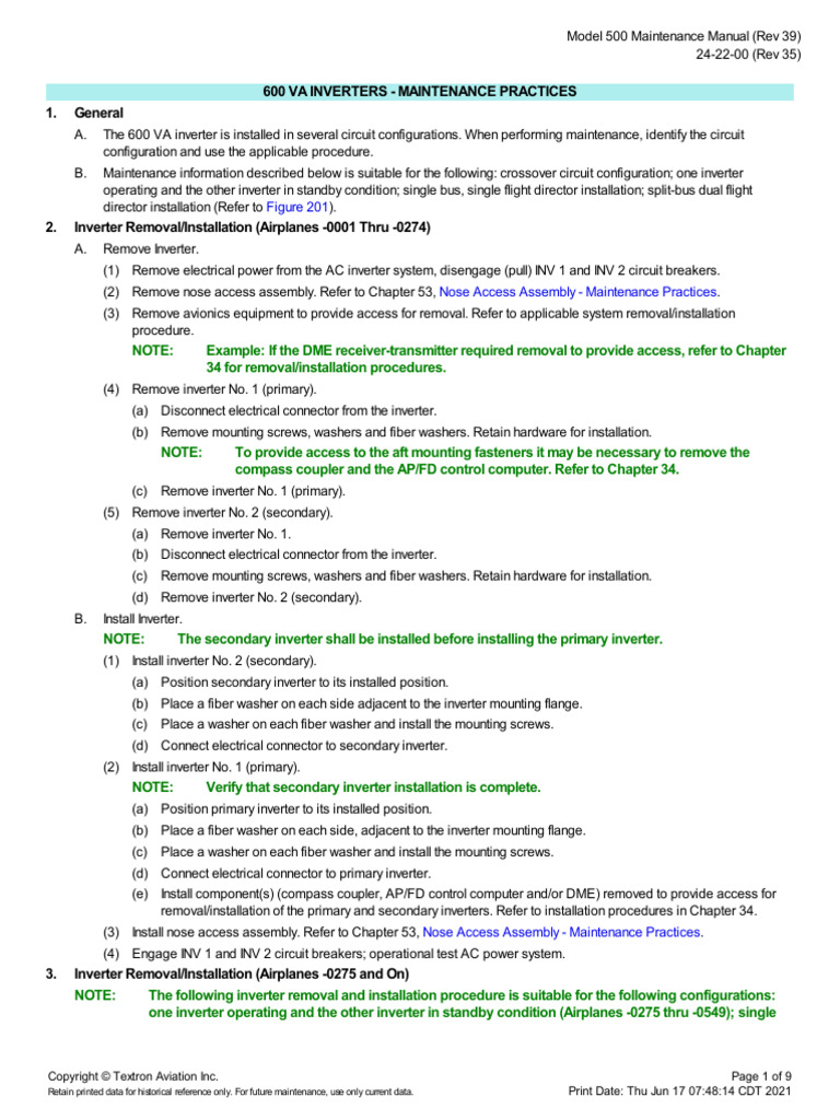 24-22!00!600 Va Inverters - Maintenance Practices | PDF | Power ...