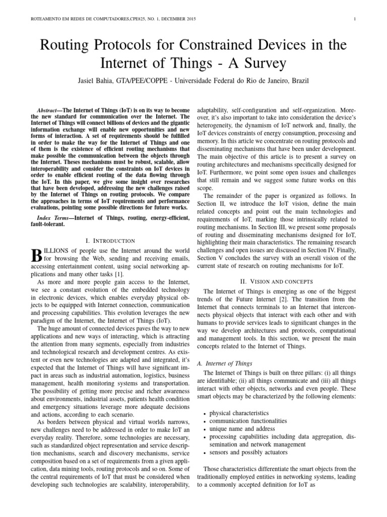 Routing Protocols for Constrained Devices in the Internet of Things - A ...