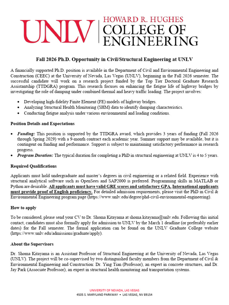 PHD Advertisement Fall2026 1 | PDF | Doctor Of Philosophy | Academia