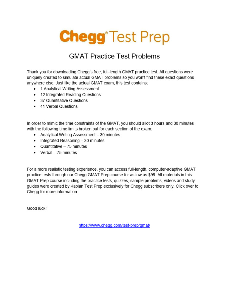 Chegg GMAT Practice Test Questions 1 | PDF | Homo | Cost Of Living