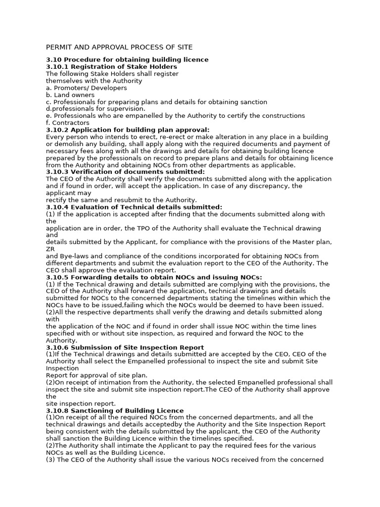 Permit and Approval Process of Site | PDF