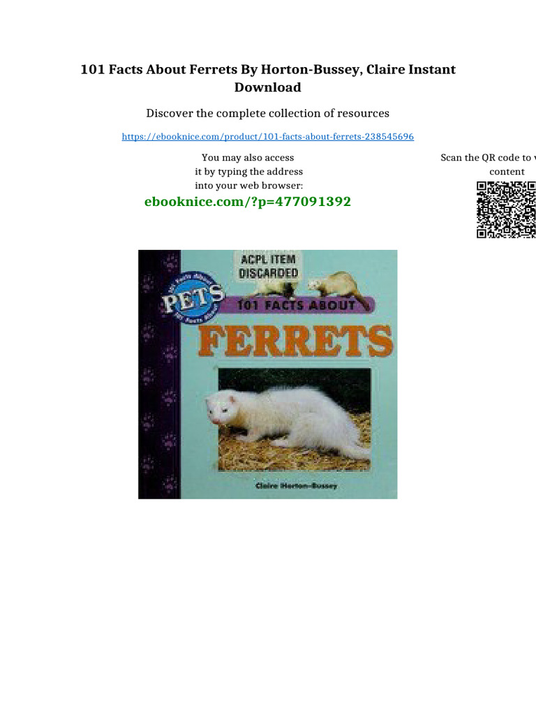 101 Facts About Ferrets by Horton-Bussey, Claire Instant Download Full ...