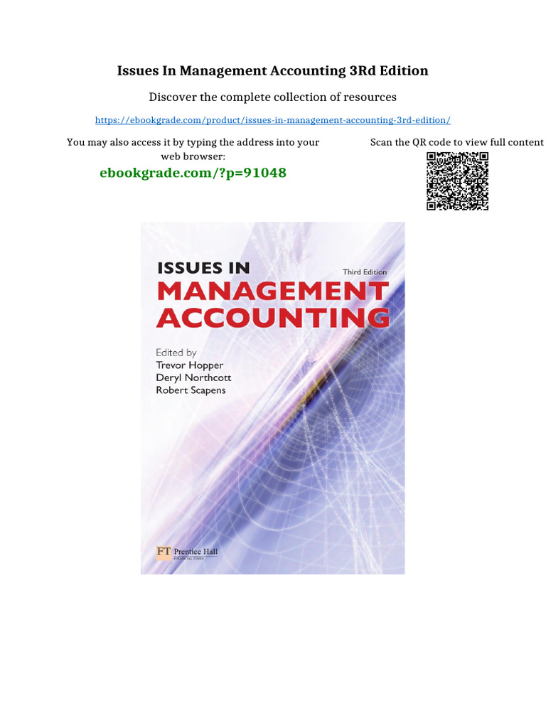 Issues in Management Accounting 3rd Edition Available All Format | PDF ...