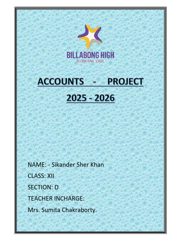 Accounts Project Cover Page | PDF