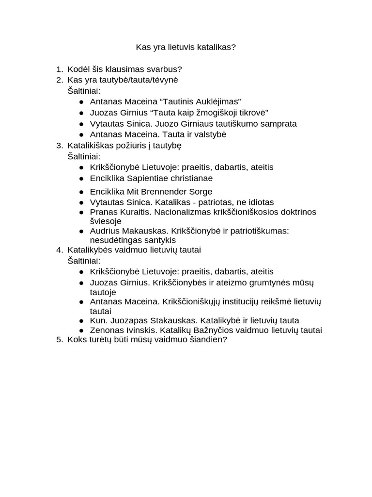 Kas Yra Lietuvis Katalikas | PDF
