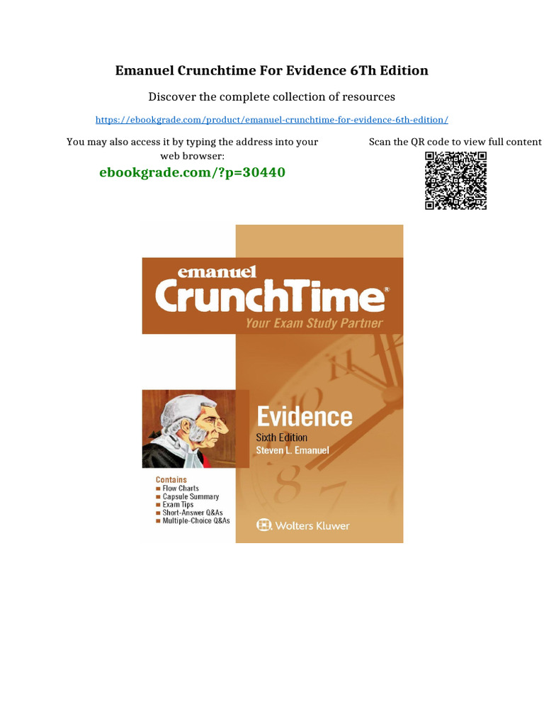Emanuel CrunchTime For Evidence 6th Edition Updated 2025 | PDF
