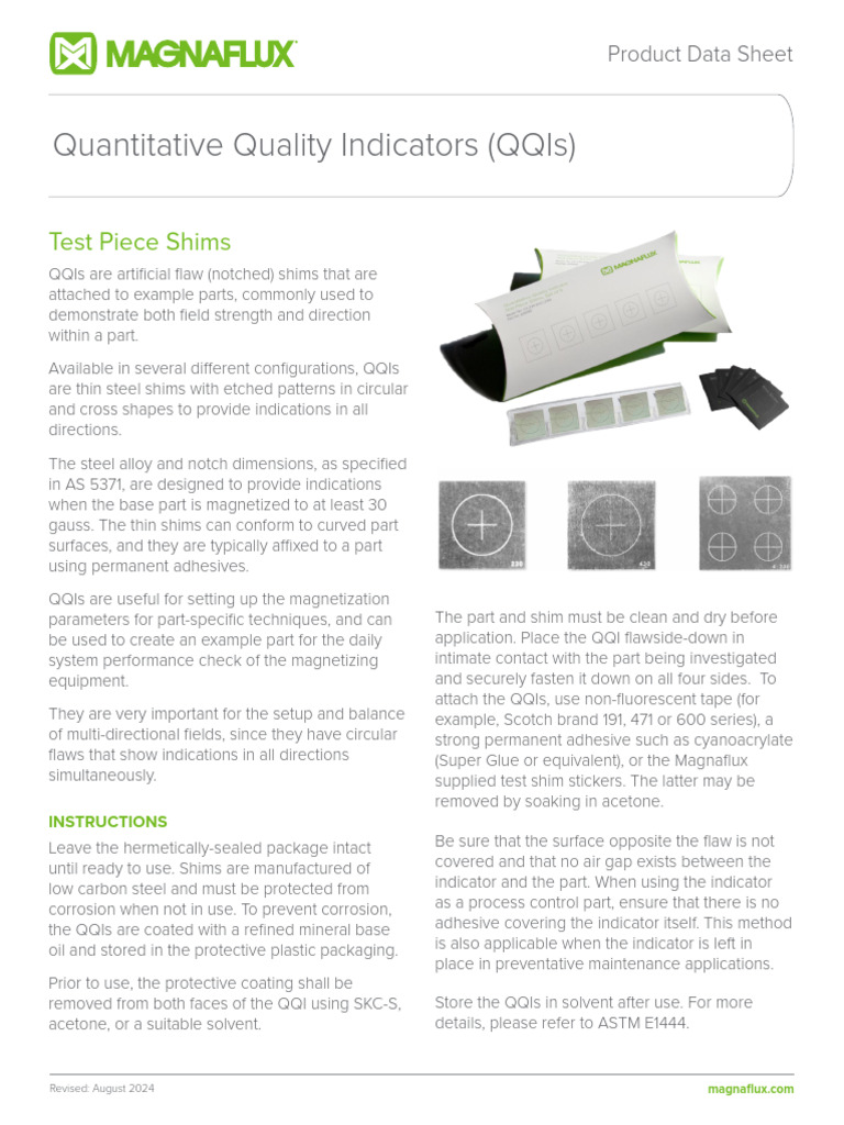 Quantitative Quality Indicator Test Pieces Product Data Sheet English ...