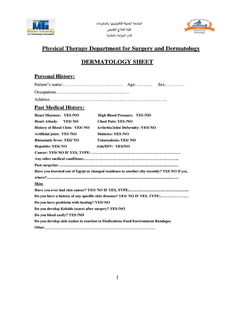 Dermatology Sheet | PDF