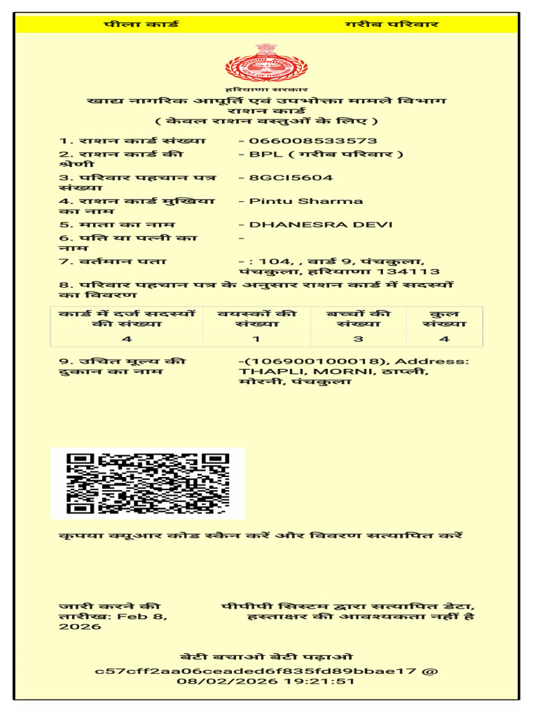 Ration Card - 066008533573 | PDF