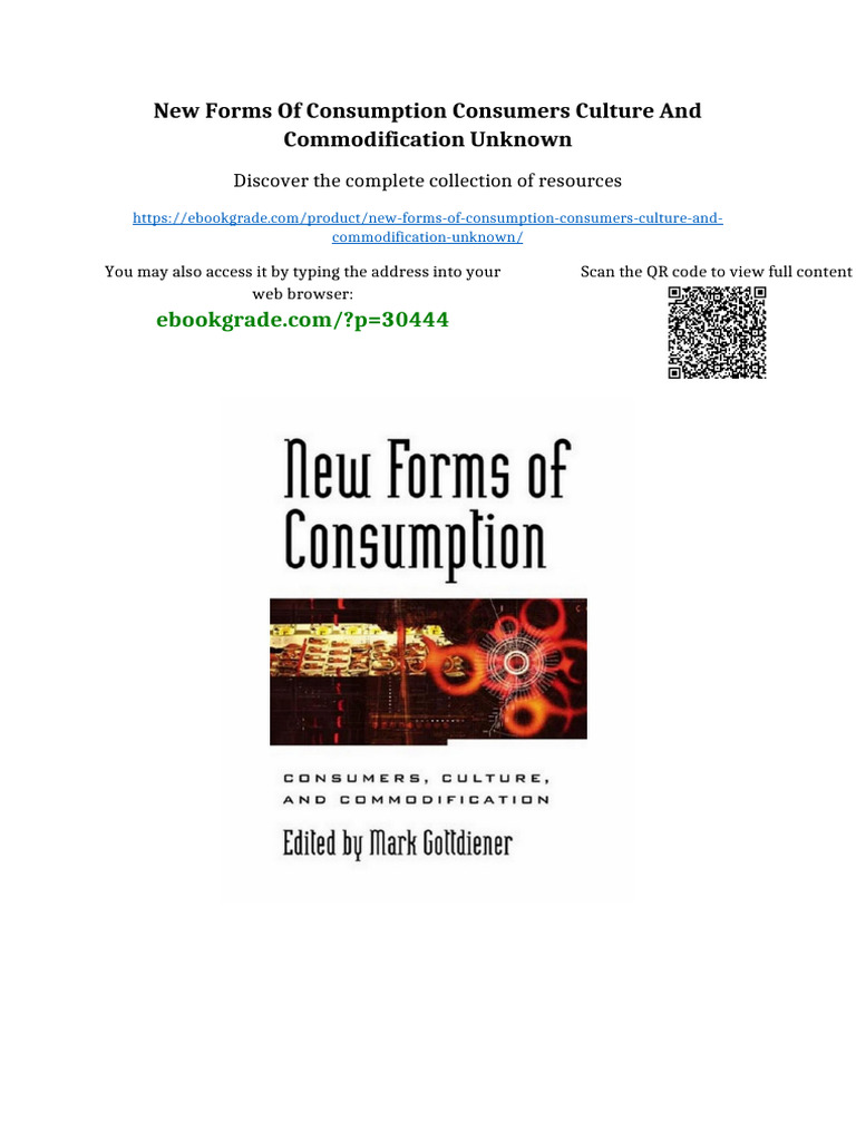 New Forms of Consumption Consumers Culture and Commodification Unknown ...