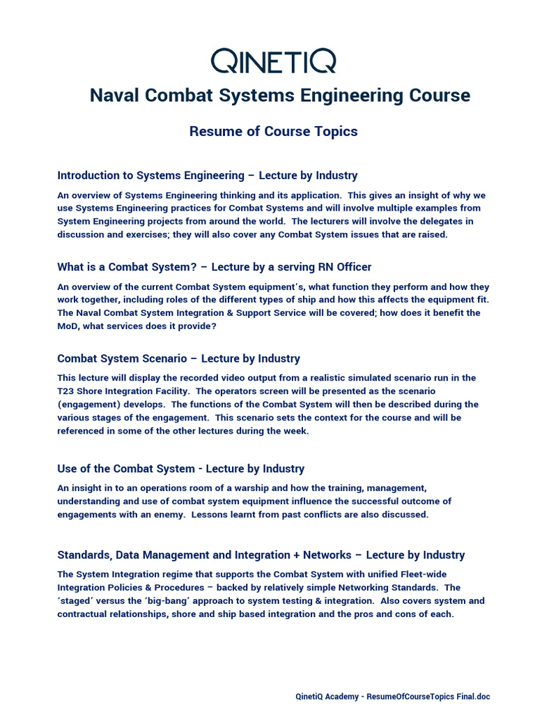 NCSE Resume of Course Topics (4) | PDF | Royal Navy | System