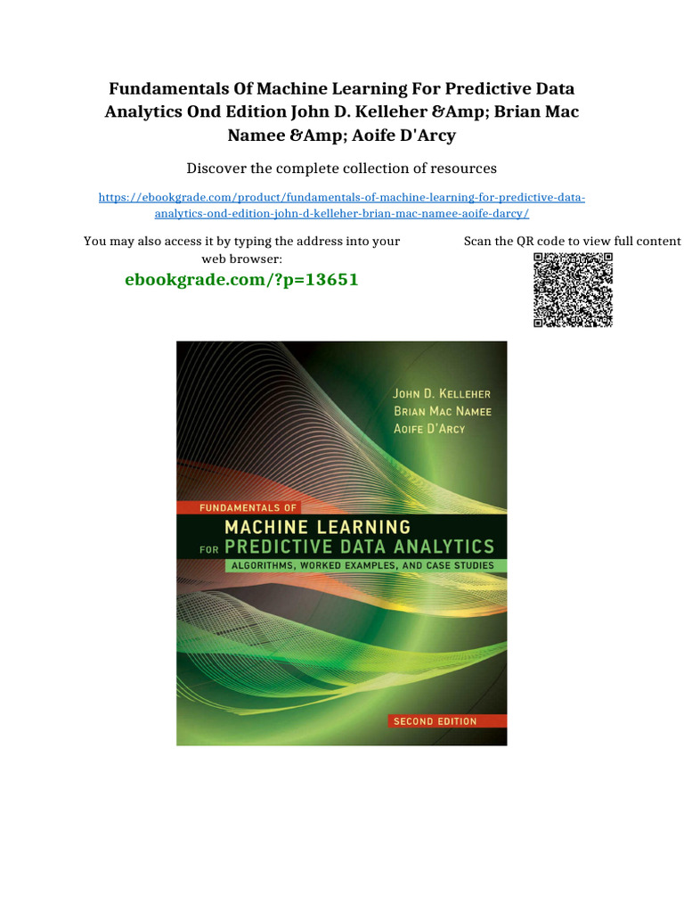Fundamentals of Machine Learning For Predictive Data Analytics Ond ...