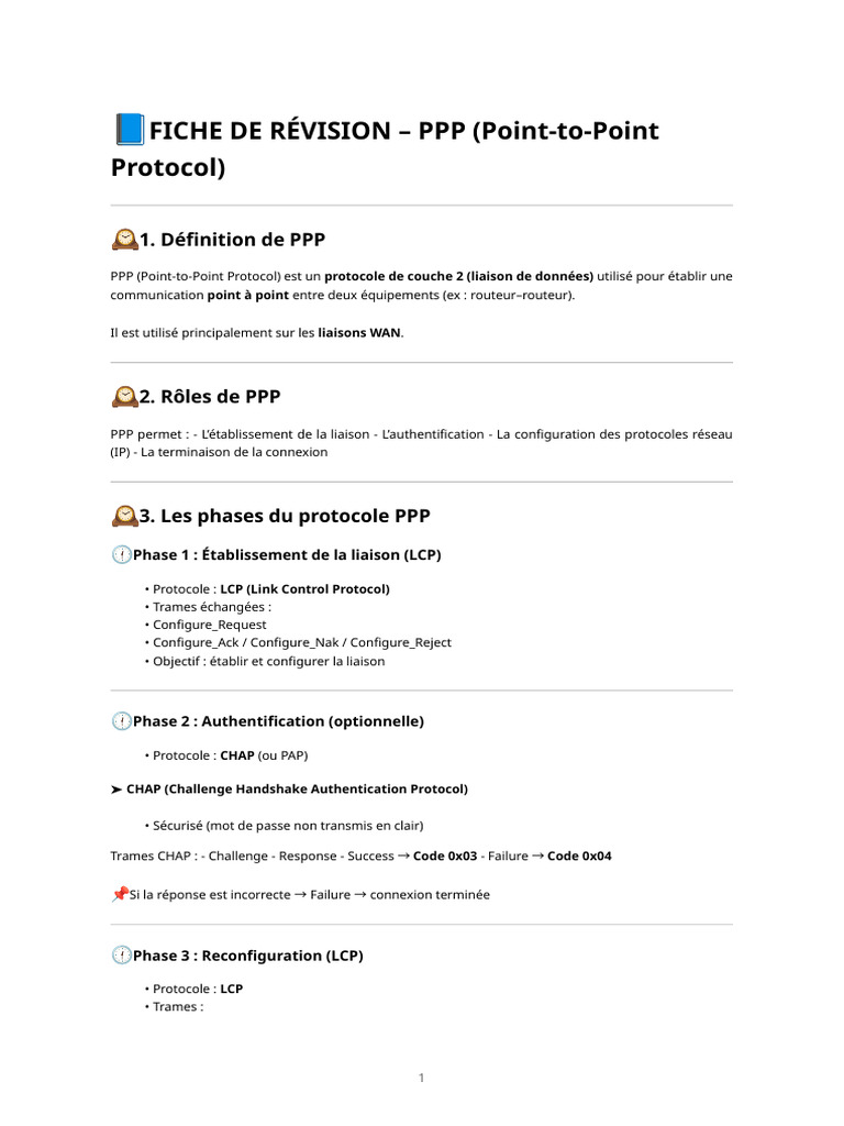 Fiche de Révision PPP | PDF | Protocoles Internet | Réseau informatique
