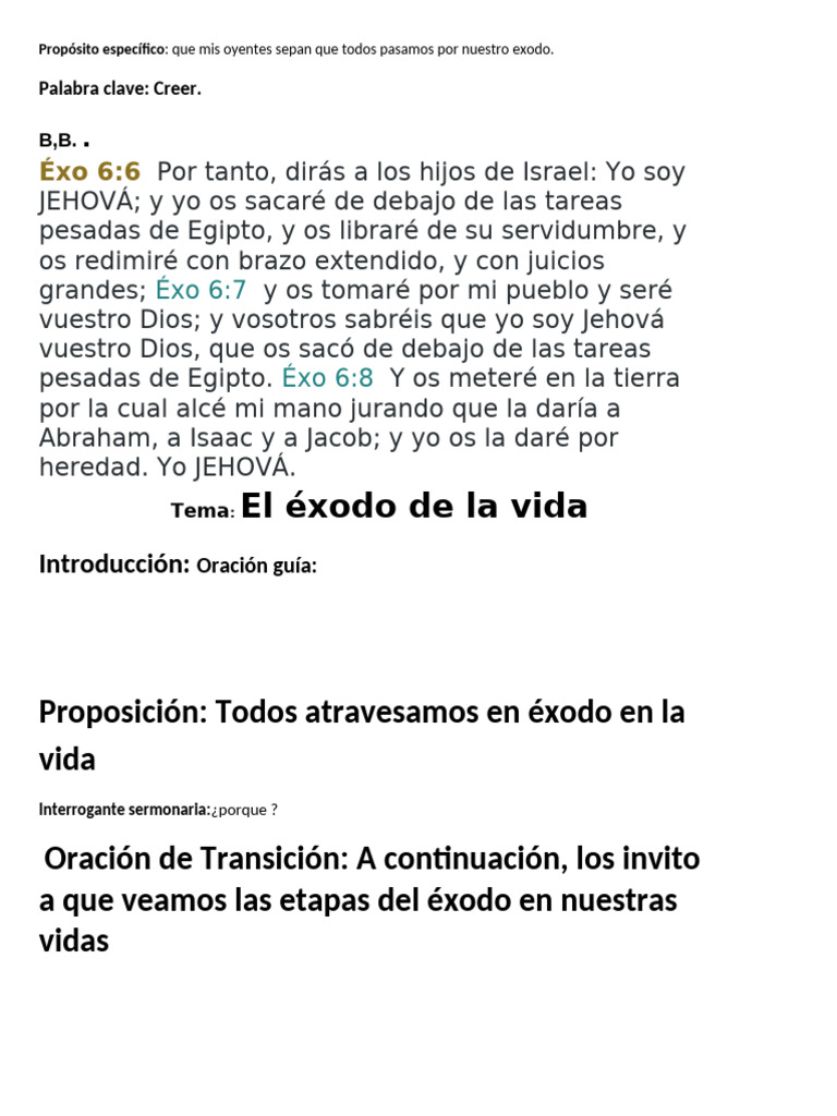 El Exodo de Nuestras Vidas | PDF | Libro del éxodo | Moisés