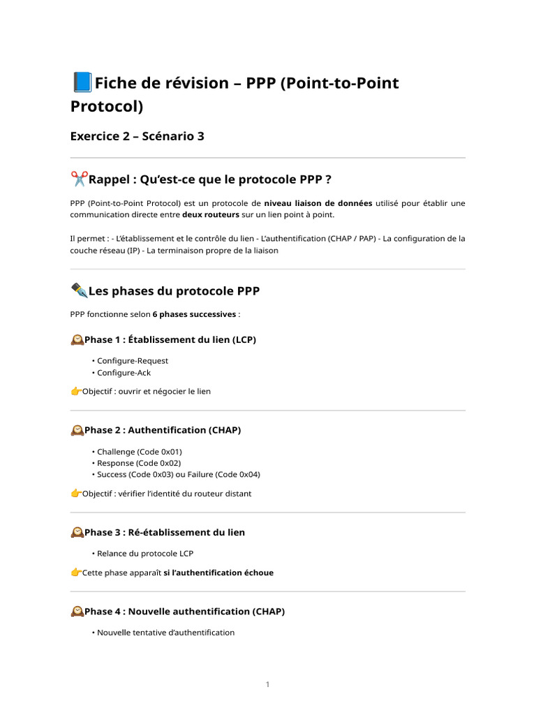Fiche de Révision - PPP (Exercice 2 - Scénario 3) | PDF | Protocoles ...