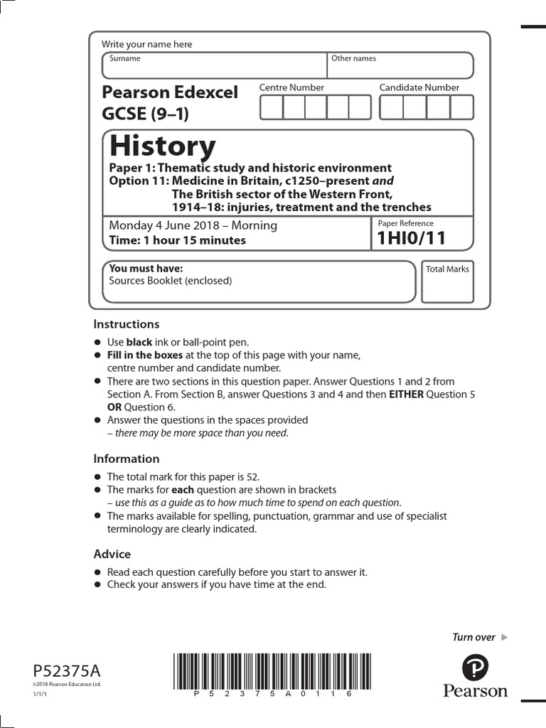 June 2018 QP - Paper 1 Option 11 Edexcel History GCSE | PDF | Health ...