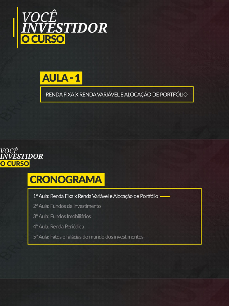 Aula 1 Renda Fixa X Renda Variavel e Alocacao de Portfolio | PDF