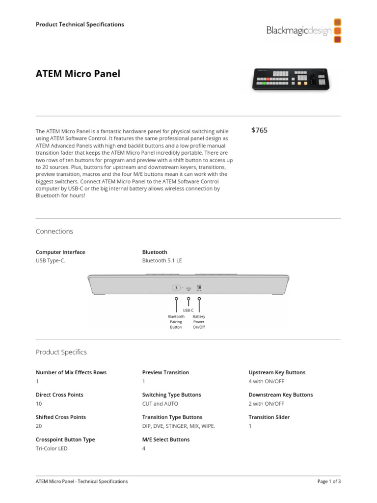 Atem Micro Panel Techspecs | PDF | Computing | Computer Engineering