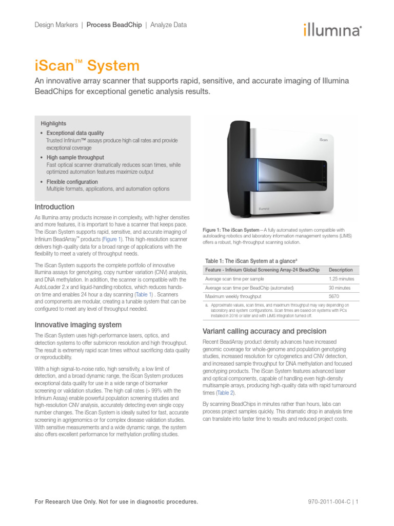 Iscan Data Sheet 970 2011 004 2 | PDF | Image Scanner | Genotyping