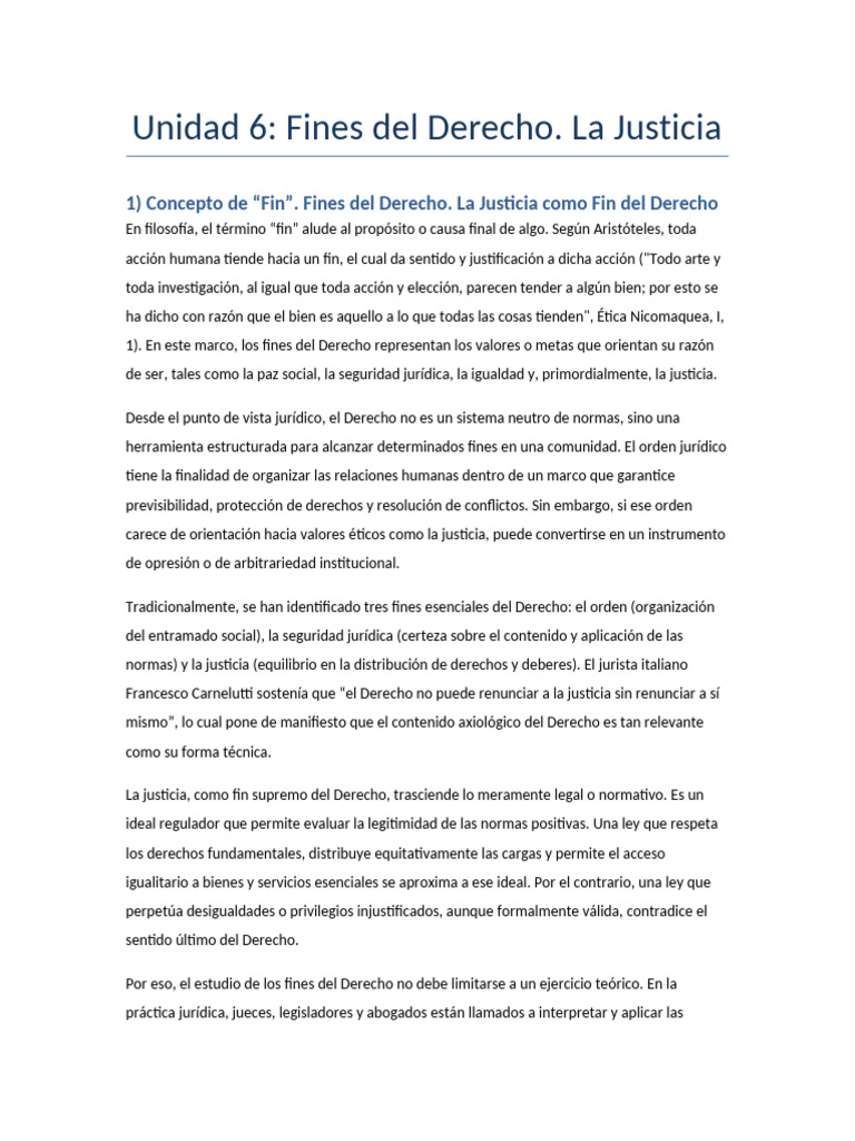 Unidad 6 Fines Del Derecho Ampliado | PDF | Justicia | Crimen y violencia
