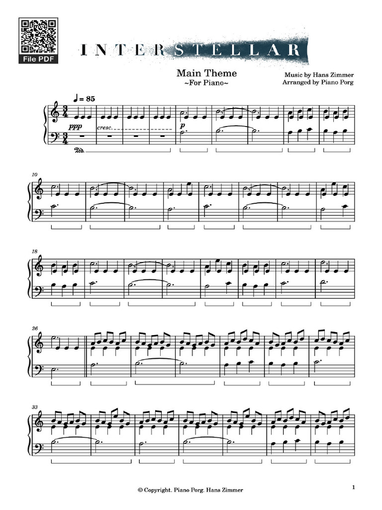 Hans Zimmer - Interstellar Main Theme | PDF