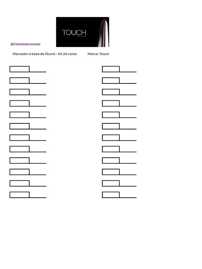 Tabela de Cores - Touch 24 Cores | PDF