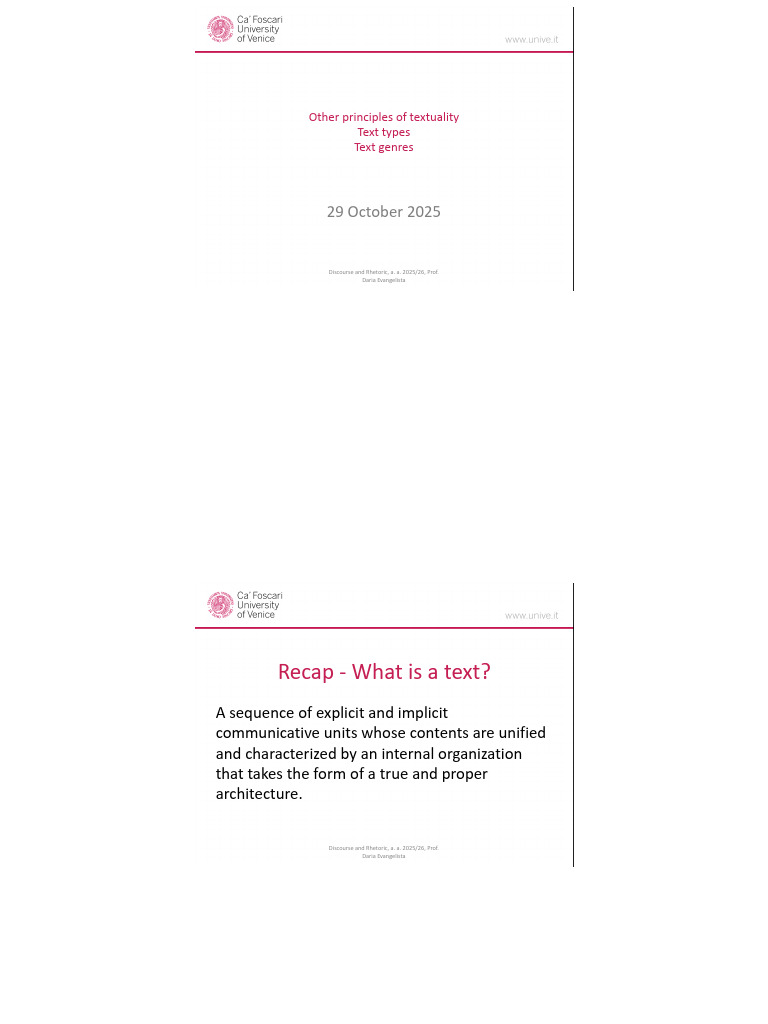 Textuality - Text Types - Text Genres | PDF | Linguistics | Rhetoric