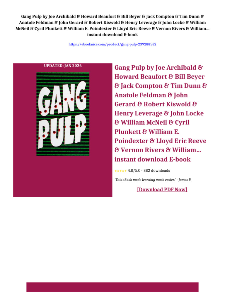 Gang Pulp by Joe Archibald & Howard Beaufort & Bill Beyer & Jack ...