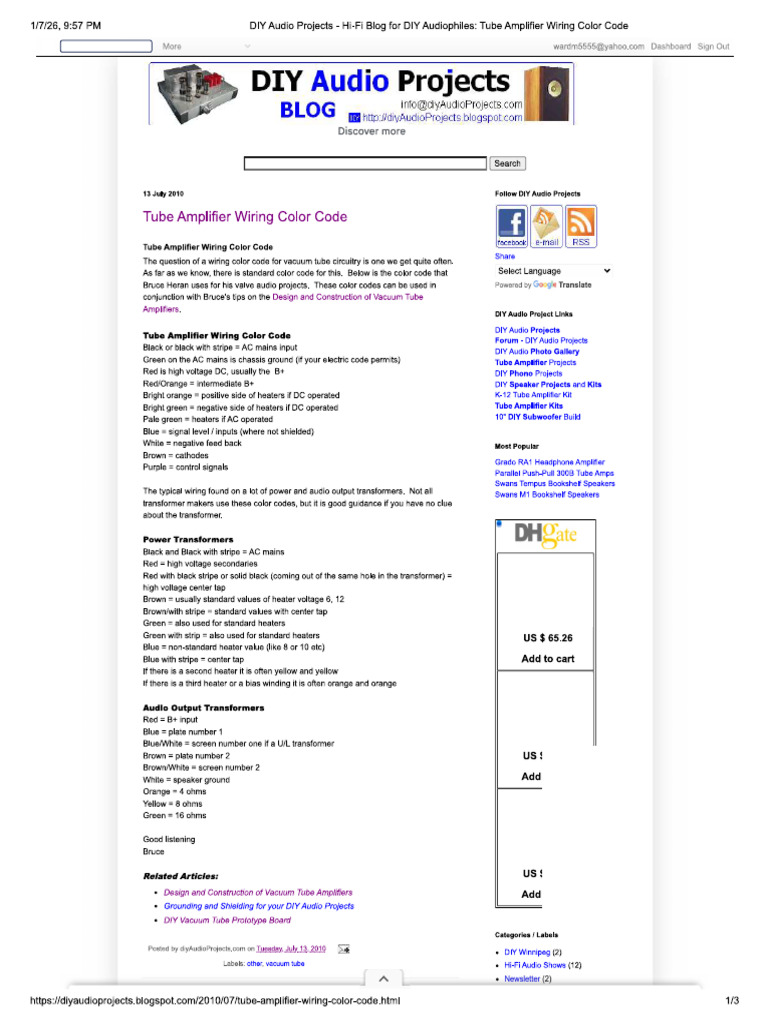 Tube Wire Color Codes | PDF