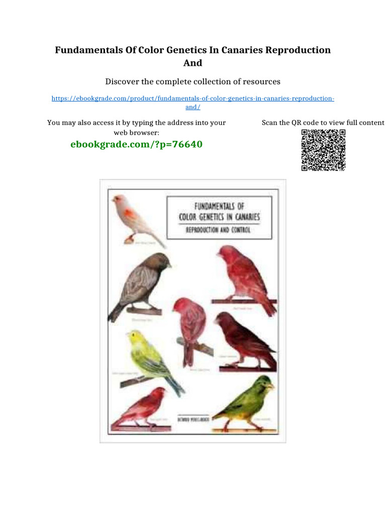 Fundamentals of Color Genetics in Canaries Reproduction and Full | PDF