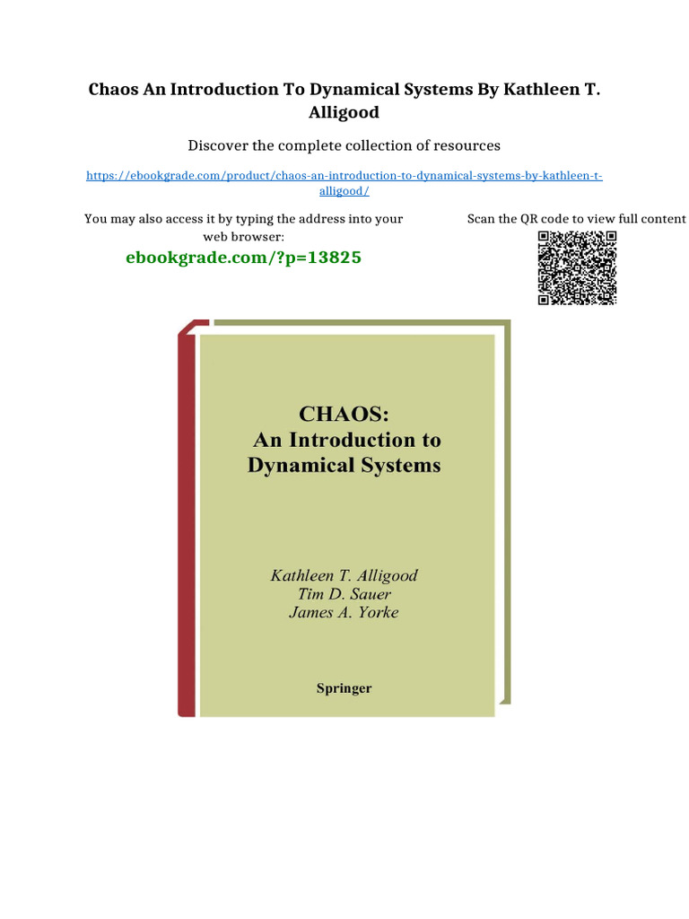 Chaos An Introduction To Dynamical Systems by Kathleen T. Alligood ...