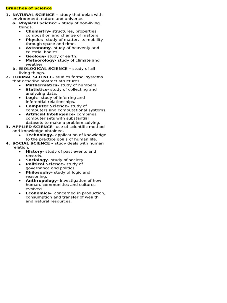 Branches of Science | PDF