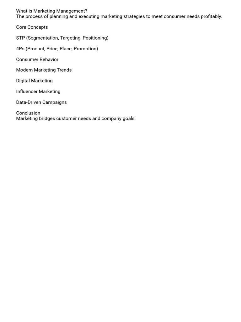 Marketing Management in MBA | PDF