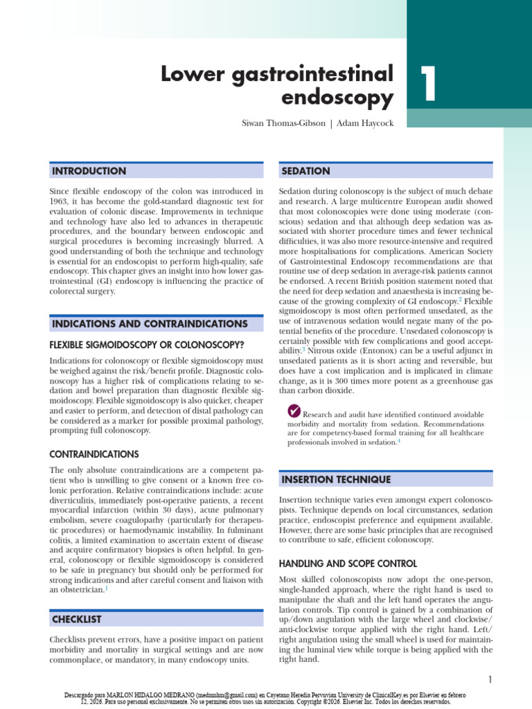 1 Lower Gastrointestinal Endoscopy | PDF | Colonoscopy | Gastroenterology