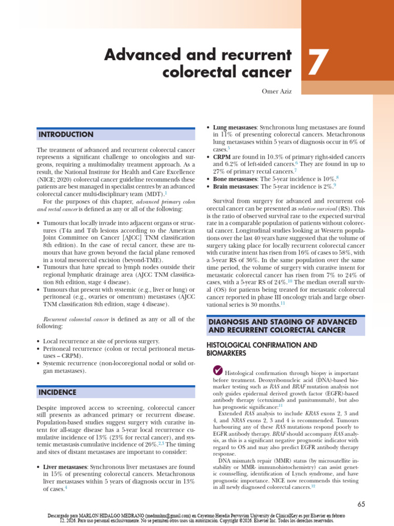 7 Advanced and Recurrent Colorectal Cancer | PDF | Colorectal Cancer ...