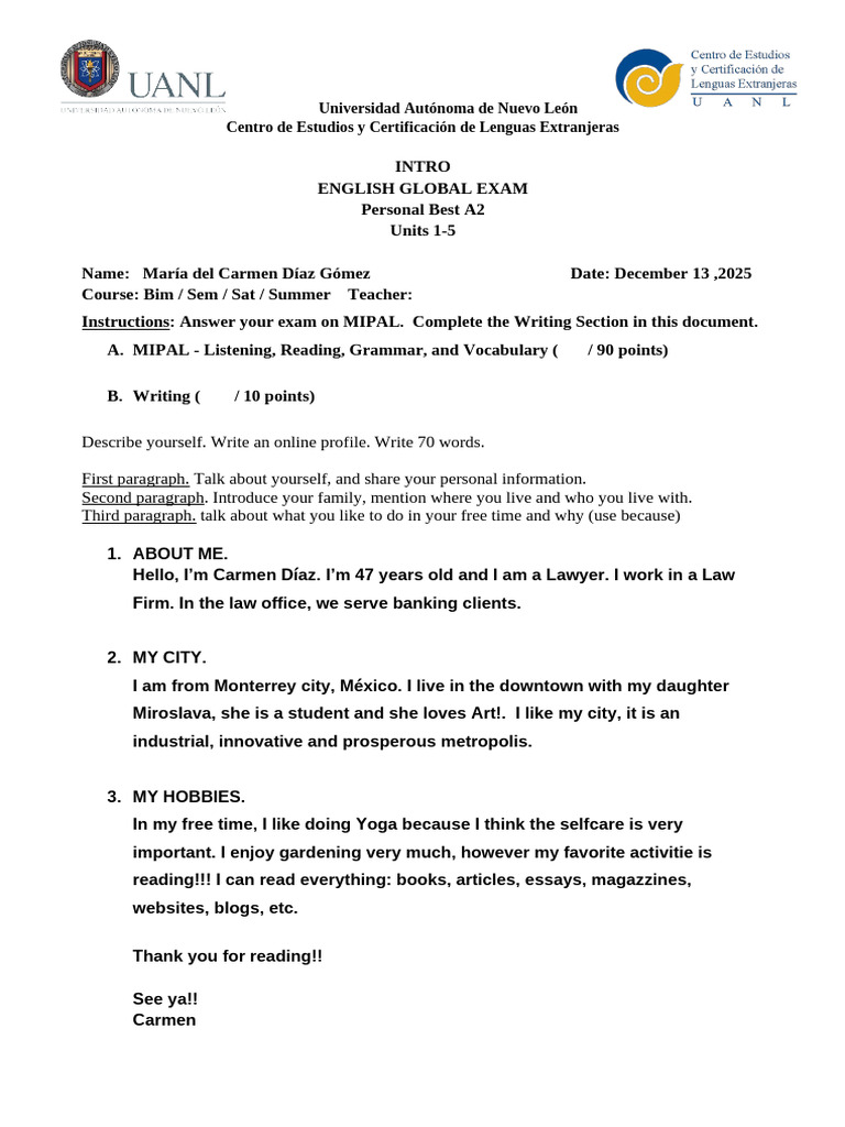 Writing Final Carmen | PDF