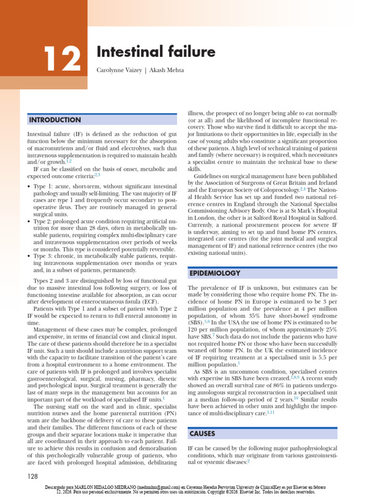 12 Intestinal Failure | PDF | Medical Specialties | Gastroenterology