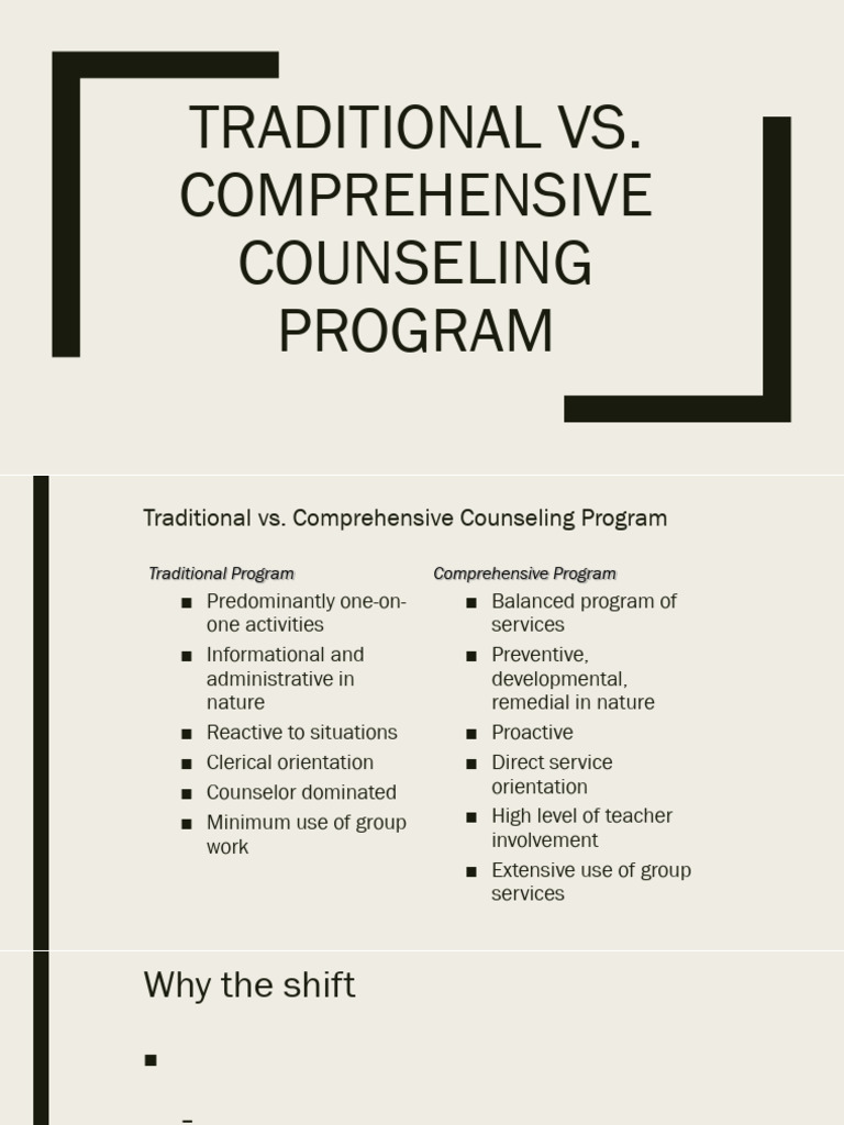 Traditional Vs Comprehensive Counseling Program | PDF | School ...