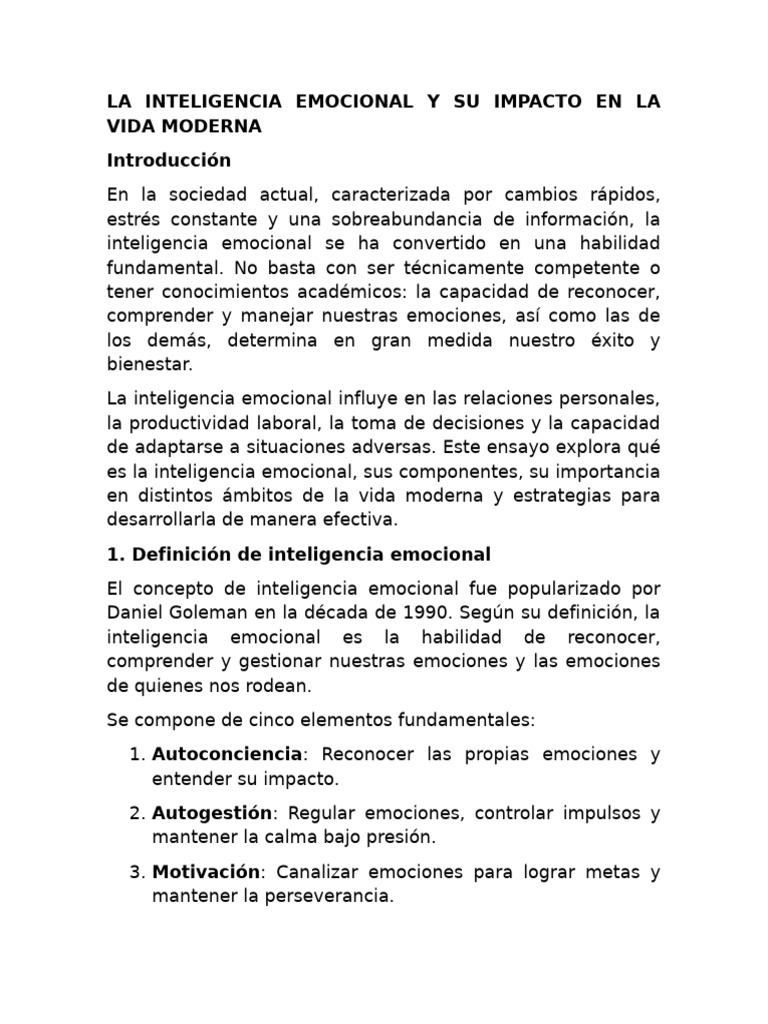 La Inteligencia Emocional y Su Impacto en La Vida Moderna | PDF ...