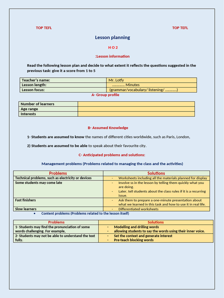 Used To LessonPlan Template 30min | PDF | Linguistics | Cognition