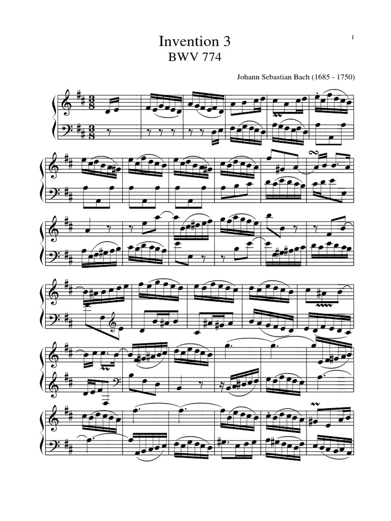 Bach - Invention 3 BWV 774 | PDF | Jean-Sébastien Bach | Famille Bach