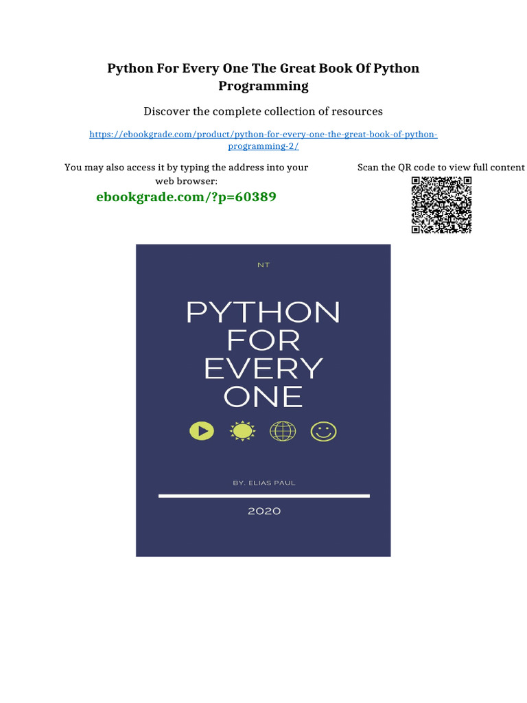 Python For Every One The Great Book of Python Programming Online ...