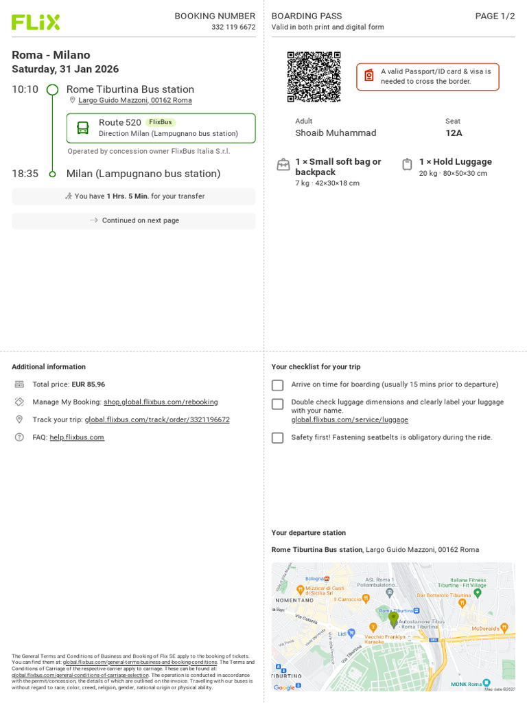 Boarding Pass Roma Amsterdam 3321196672 | PDF | Public Transport ...