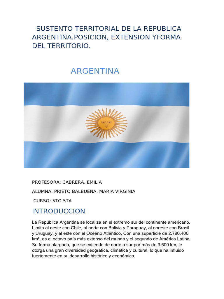 Sustento Territorial de La Republica Argentina ( Vir) | PDF | Argentina ...