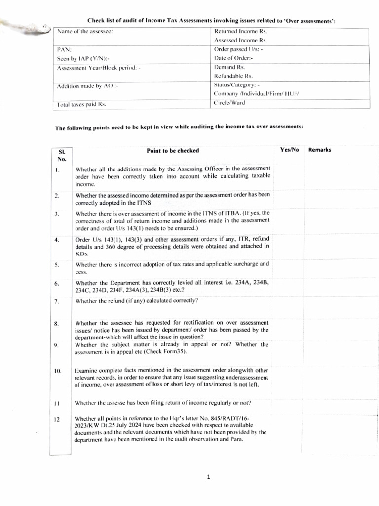 Check List Overassessment | PDF | Economies | Public Finance