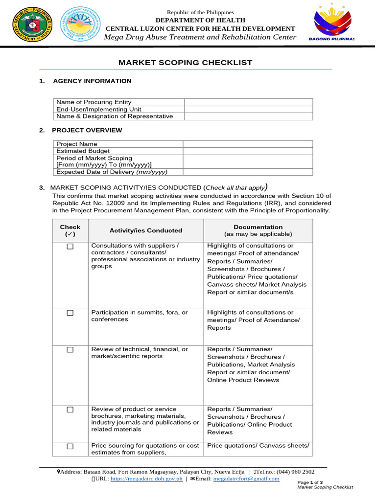 Ngpa Market Scoping Form | PDF