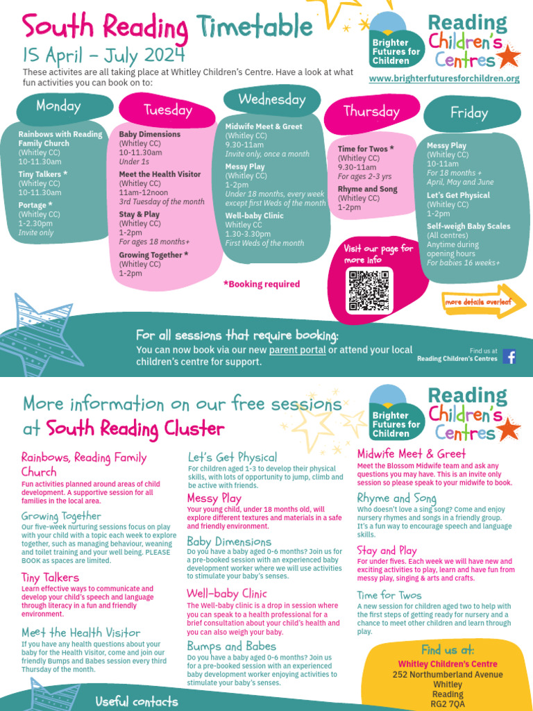 BFfC Reading Childrens Centres Programme April July 2024 South Reading ...