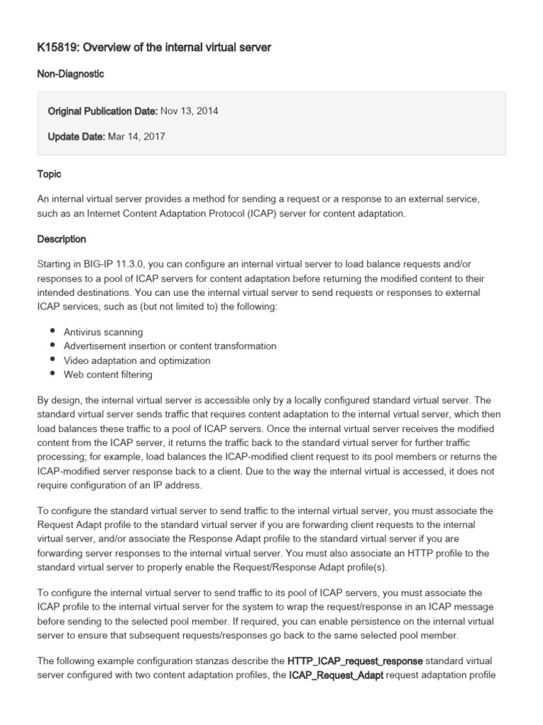 Overview of Internal vs (ICAP) | PDF | Load Balancing (Computing ...